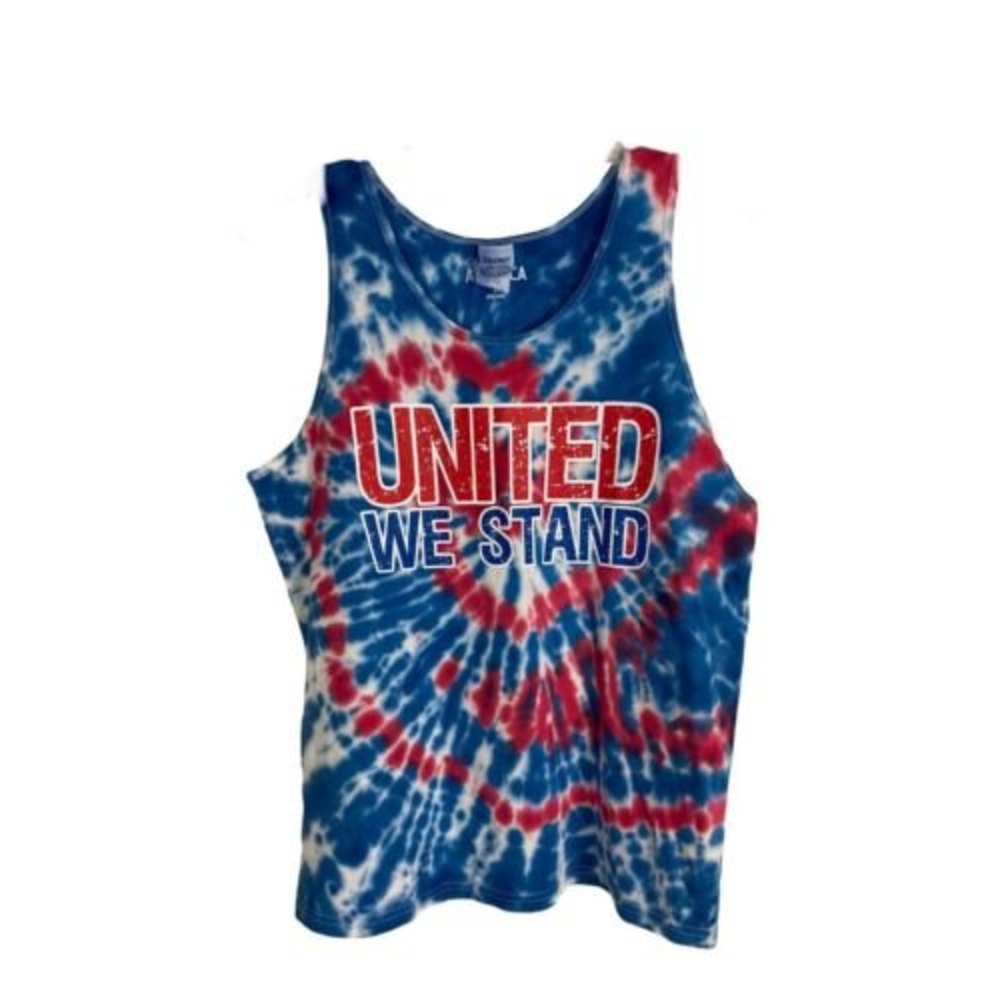 Gildan Mens Tank Shirt Large United We Stand Tie Dye United We Stand Patriotic